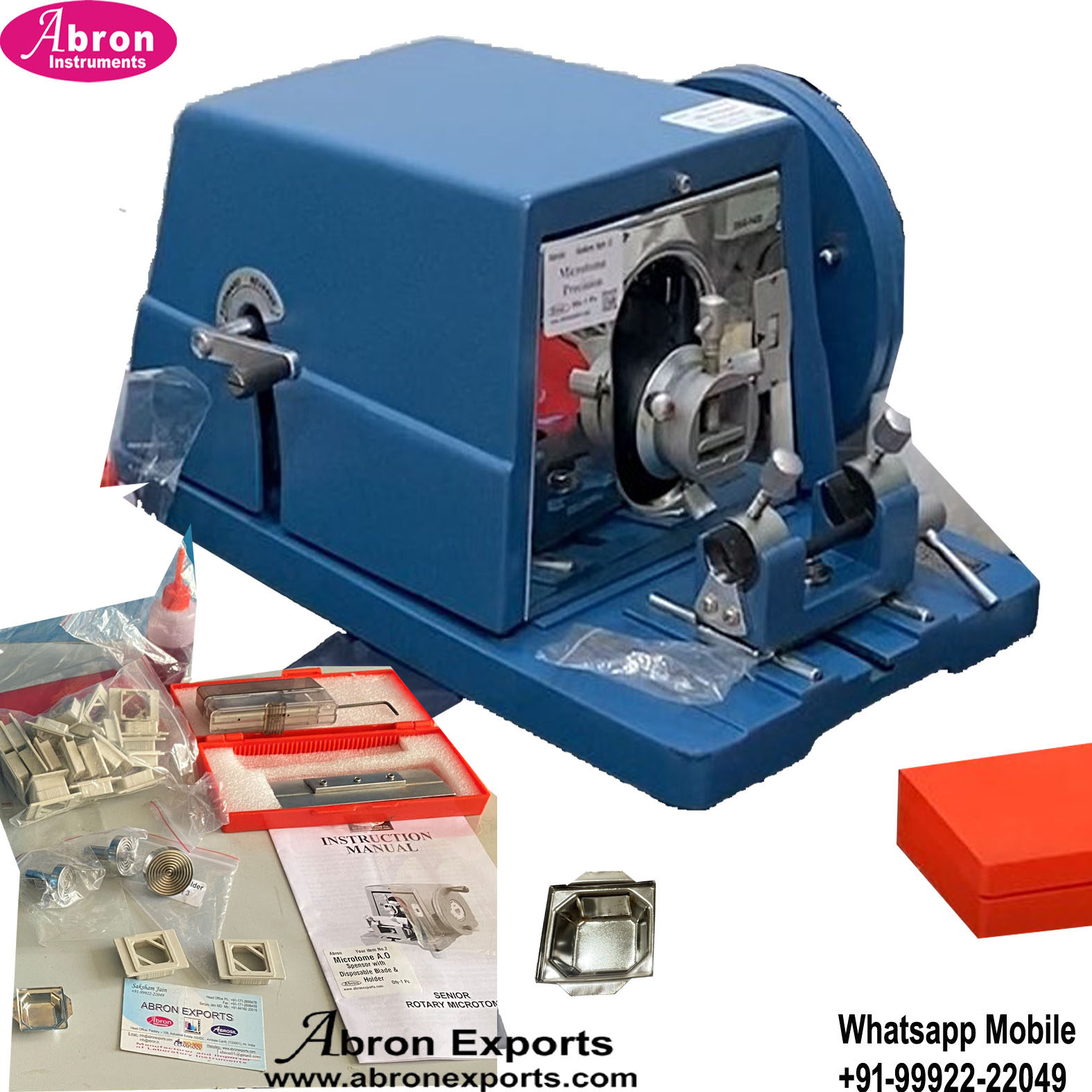 Microtome Senior Precision Rocking 0-50 Micron LC 1Micron With 5 Disposable Bladed  Holder and SS Mould L Mould Set Abron AB-90SR